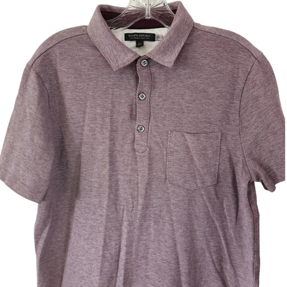Banana Republic Performance Pique Polo Burgundy & White Size Medium - Picture 2 of 3
